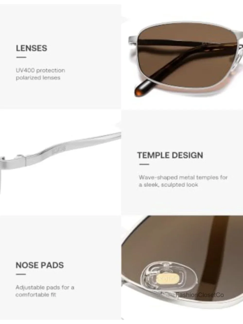 Square Metal Sunglasses UV400 Protection Driving Fishing Eyewear
